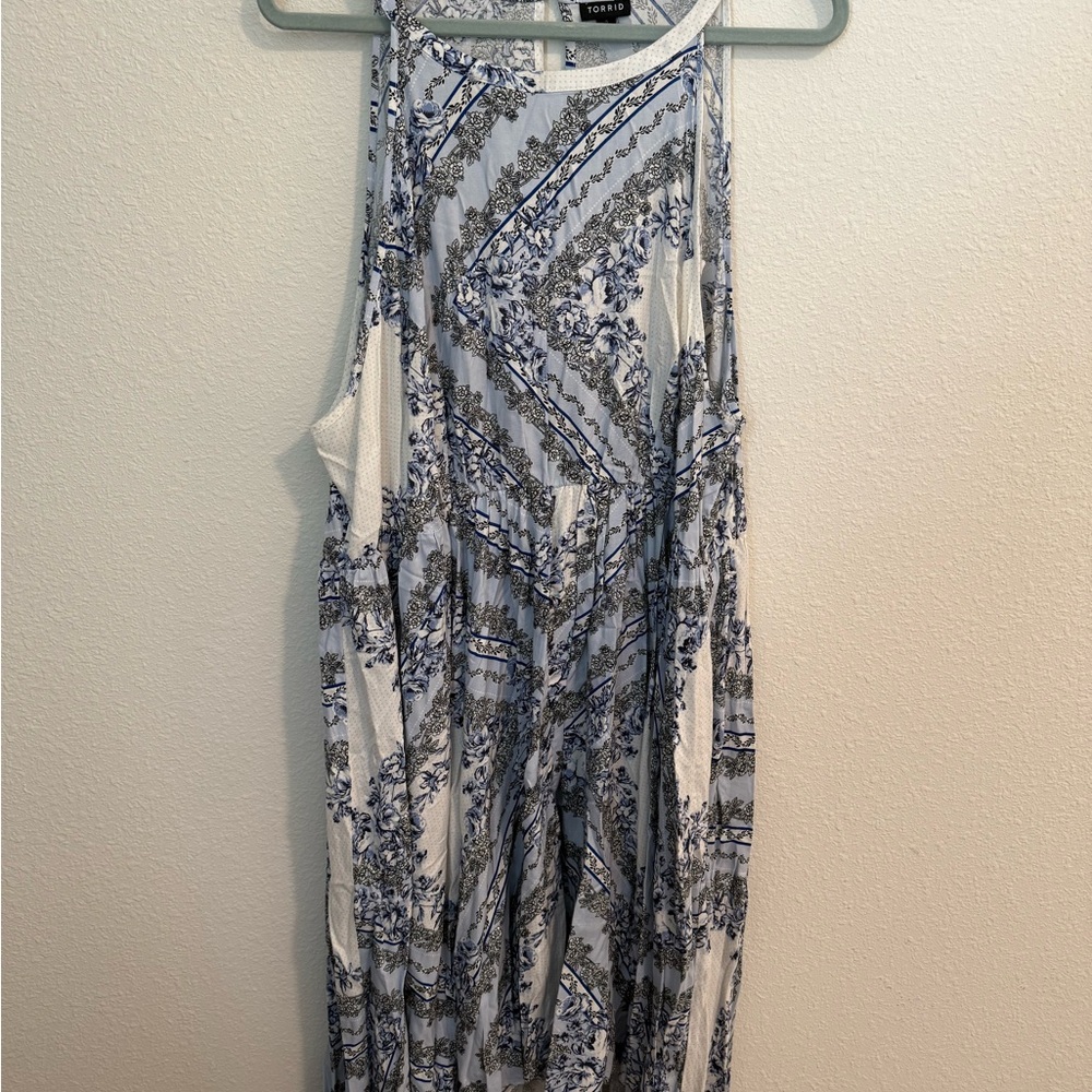 Blue and White Patterned Dress